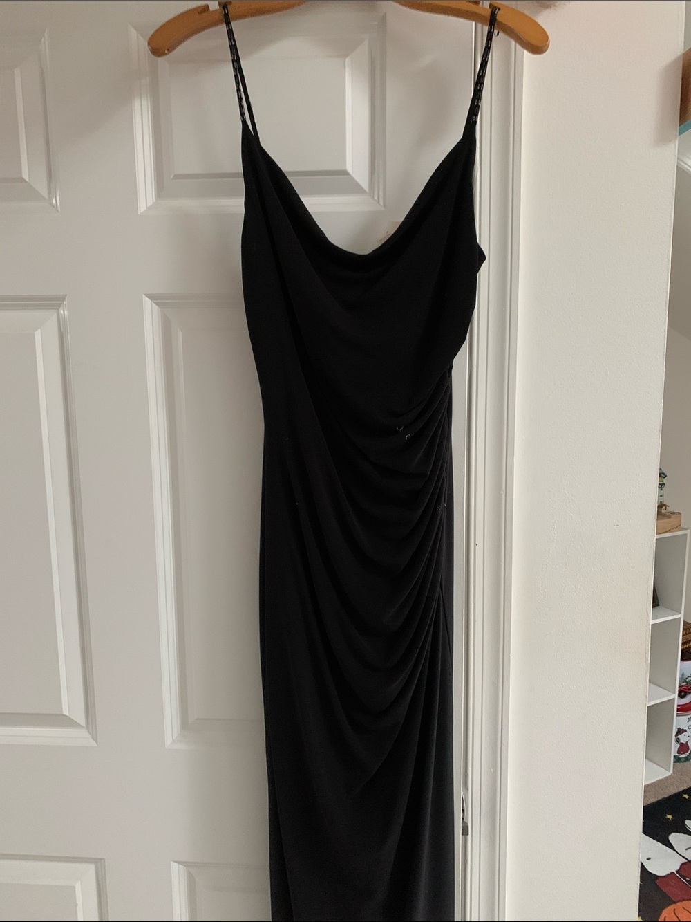 Cache Black Draped Maxi Slip Dress